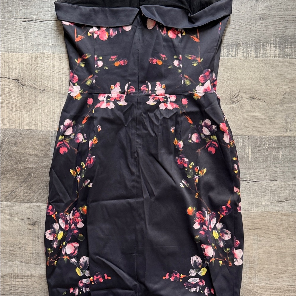 Karen Millen Black Dress with Pink Floral Design - Picture 7 of 9